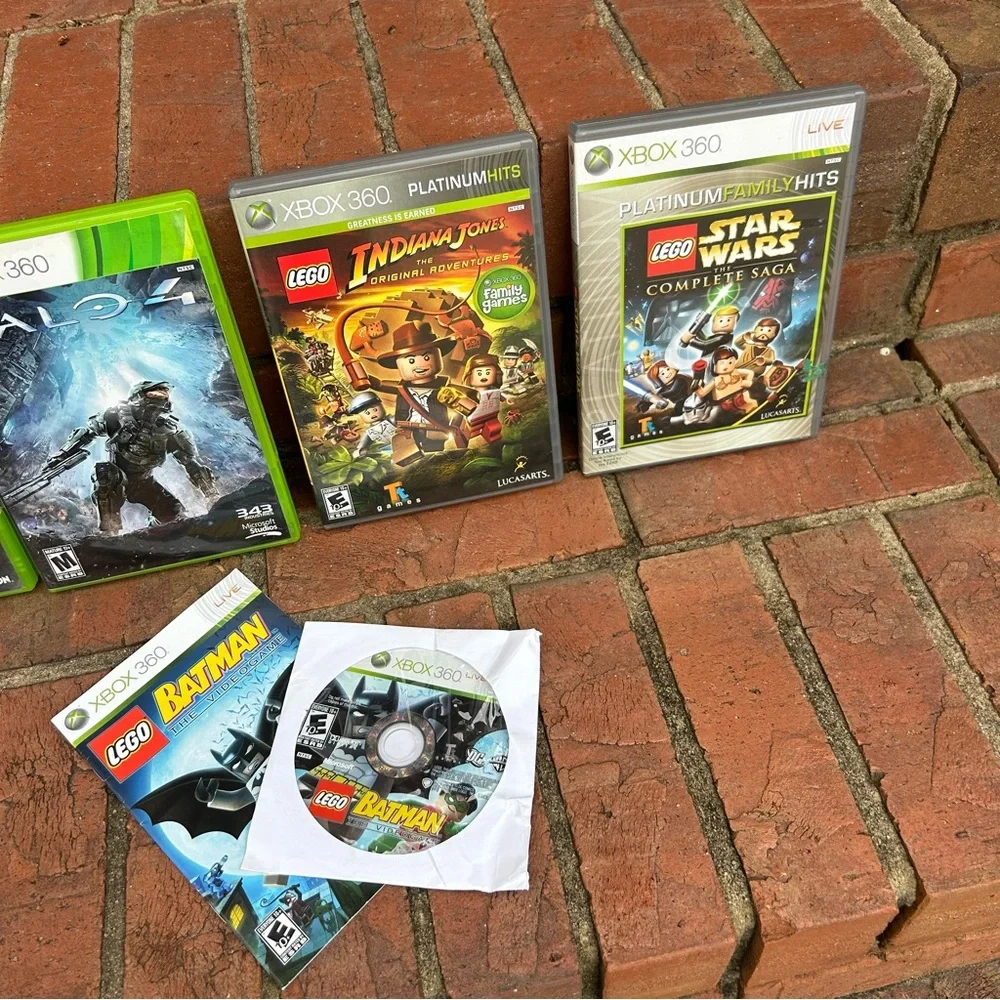 XBOX 360 5 Game Bundle LEGO Star Wars, Batman, Indiana, Halo4 Call of Duty GHOST